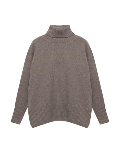 Dilling Grober Strickpullover aus Lammwolle für Damen - Hellbraun meliert 46 von Dilling