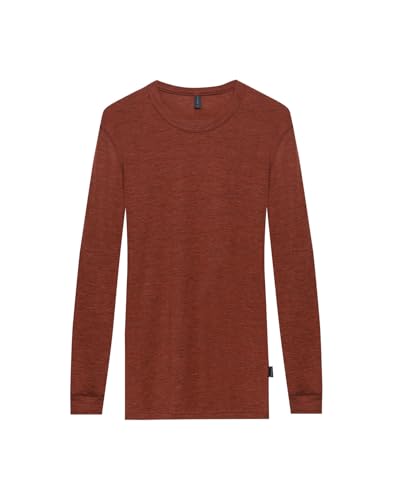 Dilling Langarmshirt aus natürlicher Merinowolle für Herren - Rot Melange M von Dilling