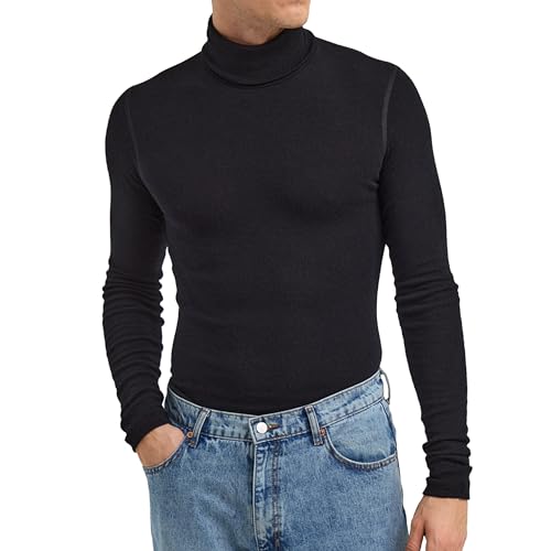 Dilling Herren Rollkragen Shirt aus 100% Bio Merinowolle Schwarz L von Dilling