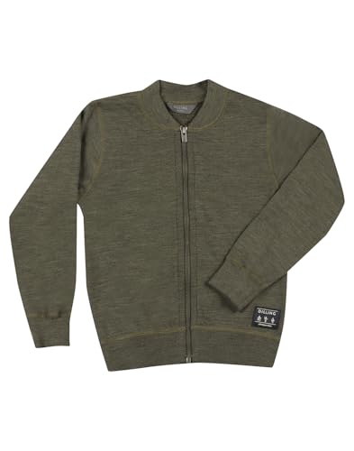 Dilling Kinder Jacke aus Merino Wollfrottee - Dunkelgrün meliert 98/104 von Dilling