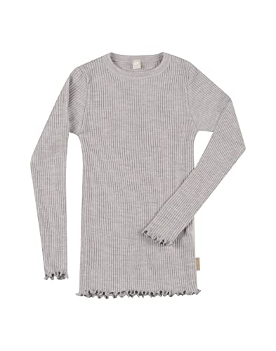 Dilling Kinder Langarmshirt mit Rüschchen aus Merinowolle Hellgrau meliert 134-140 von Dilling