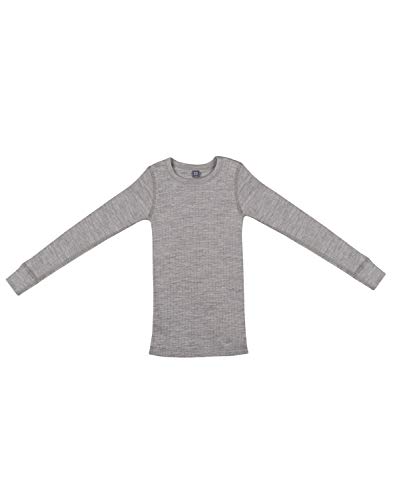 Dilling Kinder Shirt in breitem Rippstrick aus 100% Bio Merinowolle Graumeliert 122-128 von Dilling