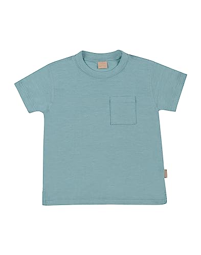 Dilling Kinder-T-Shirt aus Merinowolle/Seide mit Tasche Arktik Blau 146-152 von Dilling