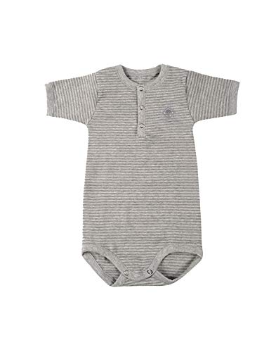 Dilling Kurzarm Baby Body aus natürlicher BIO-Baumwolle Grau gestreift 74 von Dilling