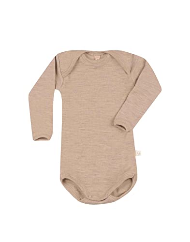 Dilling Langarmbody aus Merinowolle für Babys Beige meliert 62 von Dilling