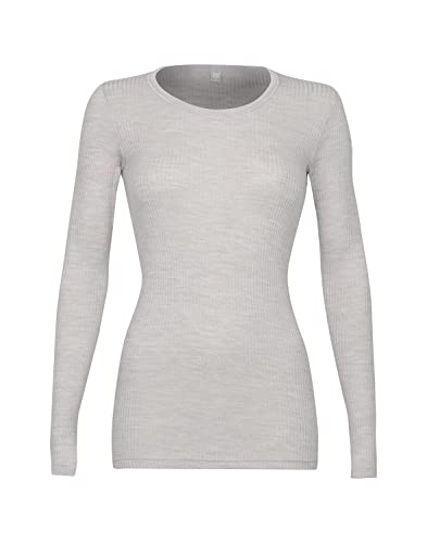 Dilling Langarmshirt aus 100% Merinowolle für Damen Hellgrau meliert 42 von Dilling