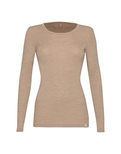 Dilling Langarmshirt aus 100% natürlicher Merinowolle für Damen Beige meliert 40 von Dilling