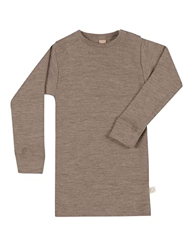 Dilling Langarmshirt aus natürlicher Merinowolle für Babys Braun meliert 74 von Dilling