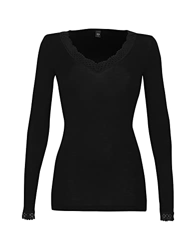 Dilling Langarmshirt aus natürlicher Merinowolle und Seide für Damen Schwarz von Dilling