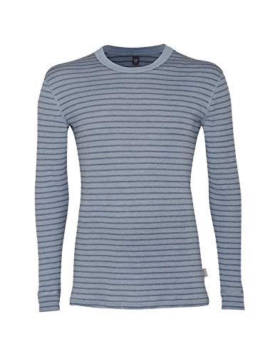 Dilling Merino Langarmshirt für Herren - 100% Natürliche Bio-Merinowäsche Blau gestreift XXL von Dilling