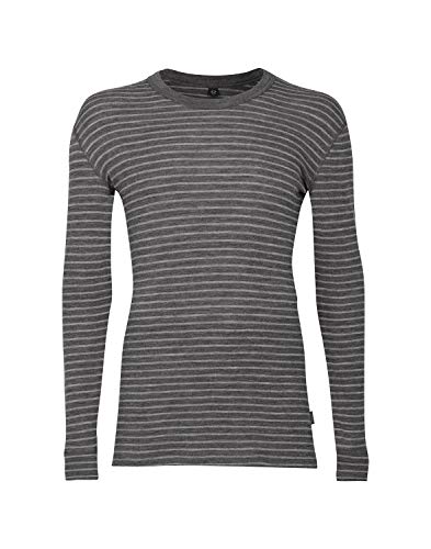 Dilling Merino Langarmshirt für Herren - 100% Natürliche Bio-Merinowäsche Grau gestreift XXL von Dilling