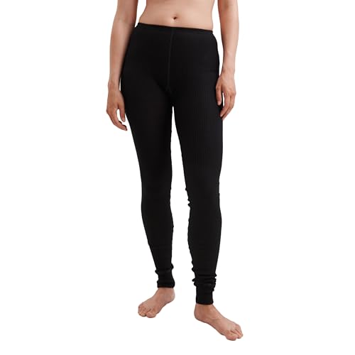 Dilling Merino Rippleggings für Damen - aus 100% Bio-Merinowolle Schwarz 38 von Dilling