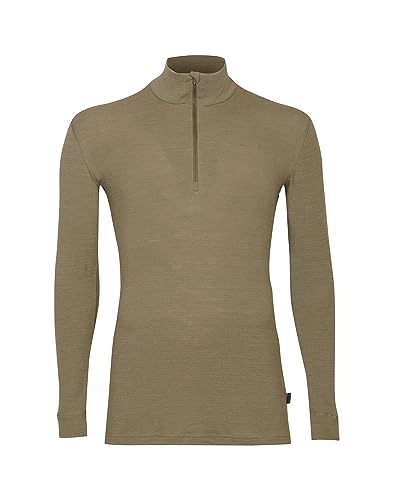 Dilling Merino Shirt mit Reissverschluss für Herren schwarz Siberner Salbei S von Dilling