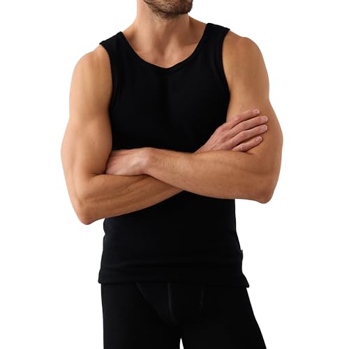 Dilling Merino Unterhemd Herren - Tank Top 100% Bio Wolle Schwarz XL von Dilling