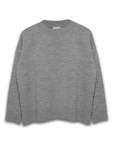 Dilling Merinopullover mit Rundhalsausschnitt für Damen - Grau meliert 40/42 von Dilling