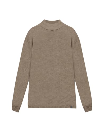 Dilling Plus Size Damen Oberteil mit Stehkragen aus Merinowolle - Braun meliert 52 von Dilling