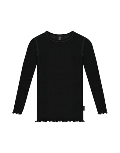 Dilling Pointelle Langarmshirt für Kinder aus Wolle und Seide - Schwarz 122/128 von Dilling