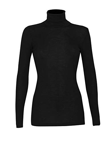 Dilling Rollkragen Shirt für Damen aus 100% Bio-Merinowolle Schwarz 42 von Dilling