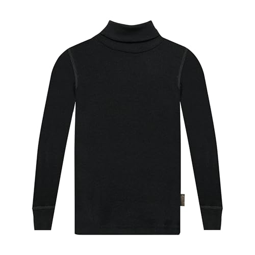 Dilling Rollkragenshirt aus natürlicher Merinowolle für Kinder Schwarz 122-128 von Dilling