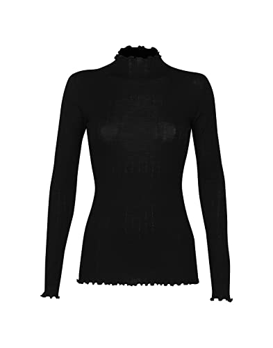 Dilling Shirt mit Stehkragen aus Merinowolle/Seide für Damen Schwarz von Dilling