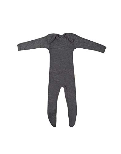 Dilling Strampler mit Füßen aus 100% BIO-Merinowolle Dunkelgrau meliert 80 von Dilling