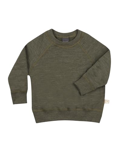 Dilling Sweatshirt aus natürlicher Merinowolle für Babys - Dunkelgrün meliert 86 von Dilling