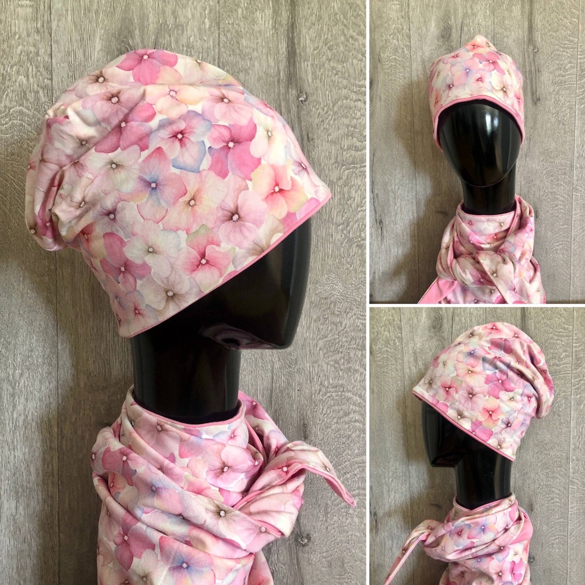 Florale Kinder Beanie. Jersey Mütze Mit Rosa Blumen Print Muster. Für Mädchen von Dillsewingstudio