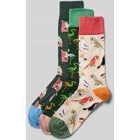 Dilly Socken mit Motiv-Print im 3er-Pack in Dunkelgruen, Größe One Size von Dilly