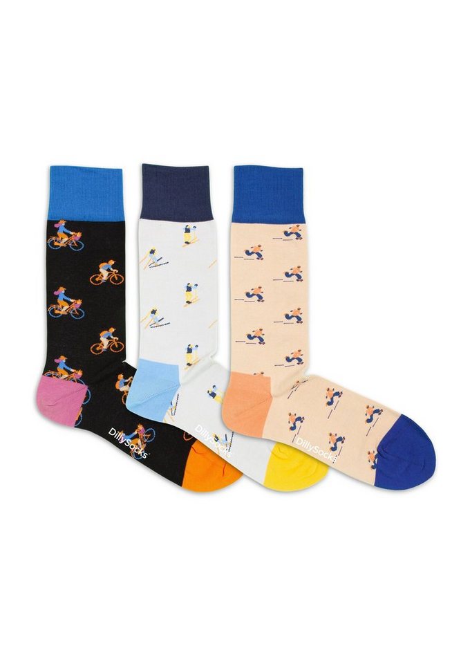 DillySocks Basicsocken Geschenk Set Sport All Year Around 3er Set aus nachhaltiger Baumwolle von DillySocks