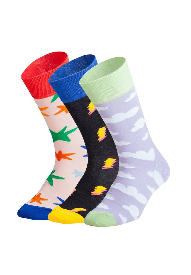 DillySocks Basicsocken Sky Sparks (3er Box) Aus Baumwolle & recyceltem Polyamid von DillySocks