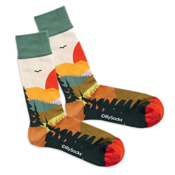 DillySocks Bunte Socken, Bio Baumwolle, forest sunset von DillySocks