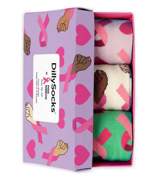 DillySocks Pink Ribbon Charity Socken-Box von DillySocks