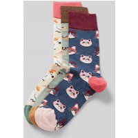 DillySocks Socken mit Motiv-Stitching Modell 'Precious Pets' im 3er-Pack in Offwhite, Größe 1 von DillySocks