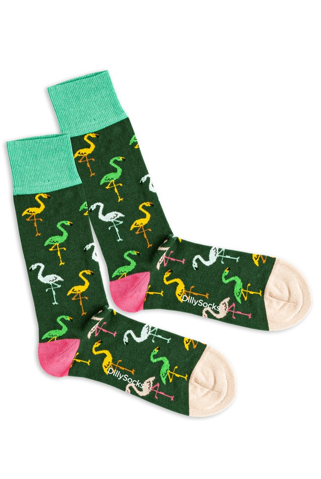 FLAMINGO FOREST | DillySocks | vegane Socken | mehrfarbig 36-40 von DillySocks