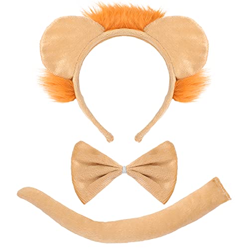 3 Stücke Löwe Kostüm Zubehör Inklusive Löwen Stirnband Schwanz und Fliege für Geburtstag Cosplay Party Halloween Kostüm von Dilunave