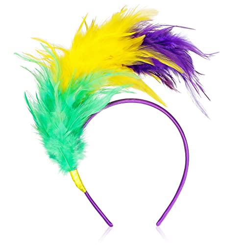 Bunt Feder Stirnband Fascinator Stirnbänder Cosplay Feder Haarband Karneval Party Kopfschmuck Regenbogen Feder Haarreif Kostüm für Ostertag Hochzeit Halloween Party (Helle Farbe) von Dilunave