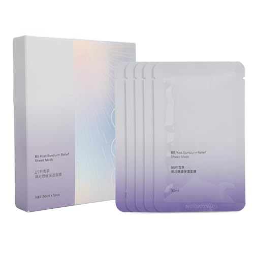5-teilige After Sun Repair-Gesichtsmaske, Feuchtigkeitsspendend, Bio-Baumwolle, Reduziert Reizungen, Verbessert die Flüssigkeitszufuhr, Sonnenbrandreparatur, für Sommerliche 5-teilige After Sun Repair-Gesichtsmaske, Feuchtigkeitsspendend, Bio-Baumwolle, Reduziert Reizungen, Verbessert die Flüssigkeitszufuhr, Sonnenbrandreparatur, für Sommerliche von Dilwe