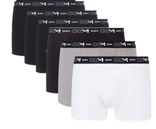 DIM Herren Boxer 6er Pack | Atmungsaktive Stretch-Baumwolle | Optimaler Halt | Ohne Etikett Schwarz/Grau/Weiß/Schwarz/Schwarz/Schwarz XXL von Dim