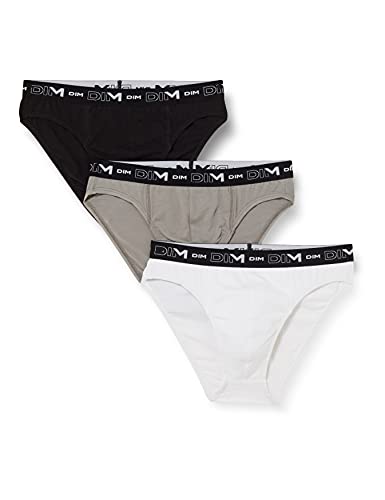 DIM Herren Slip 3er Pack | Bequeme Stretch-Baumwolle | Optimaler Halt | Ohne Etikett Schwarz/Grau/Weiß 5XL von DIM