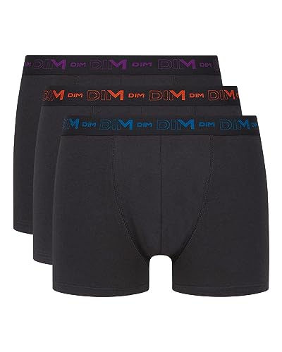 Dim Boxershorts Coton Stretch Aus Baumwolle Optimaler Halt Atmungsaktiv Multipack Herren x3, Schwarzes Cassis/Schwarzorange/Schwarzblau, L von DIM