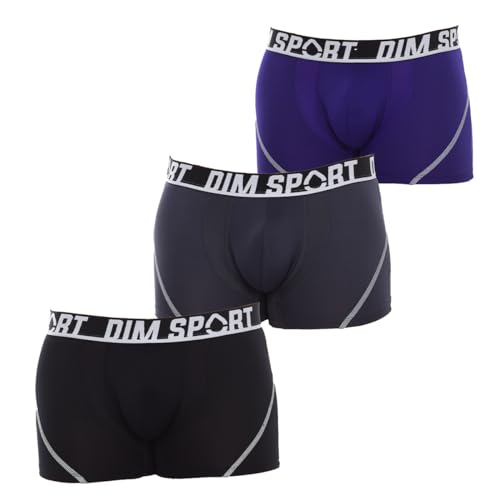 DIM Herren Boxer Sport - 3er-Pack | Atmungsaktive, schnell trocknende Mikrofaser | Thermoregulation & Optimaler Halt. Schwarz/Berliner Blau/Cyanblau 3XL von Dim