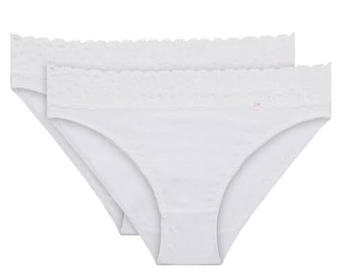 Dim Slip Baumwolle Plus Midi Feminine Damen x2, White, M von DIM