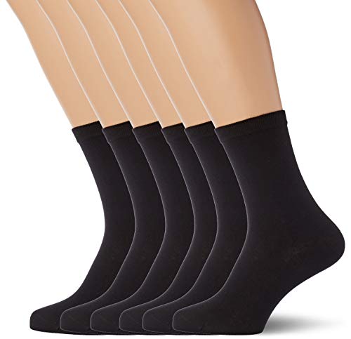 Dim Damen Socken aus strapazierfähiger Baumwolle mit verstärkter Ferse/Spitze x6 Schwarz 35-38 von Dim