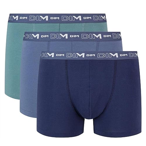 Dim Boxershorts Coton Stretch Aus Baumwolle Optimaler Halt Atmungsaktiv Multipack Herren x3, Palmgrün/Sturmblau/Jeansblau, M von DIM