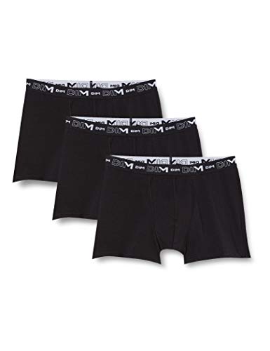 Dim Boxershorts Coton Stretch Aus Baumwolle Optimaler Halt Atmungsaktiv Multipack Herren x3, Black, M von DIM