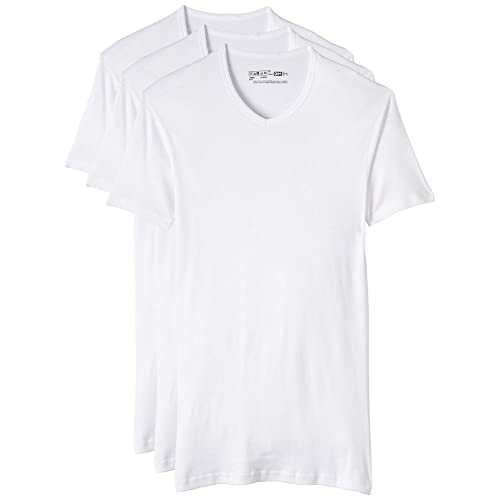 Dim T-Shirt Mit V-Ausschnitt Low Cost Ecodim 100% Baumwolle Herren x3, White, L von DIM