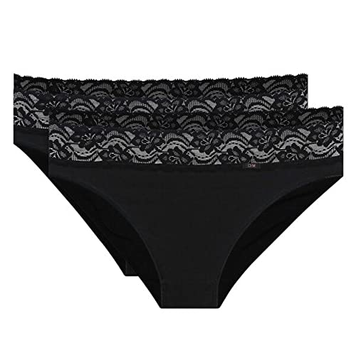 Dim Slip Baumwolle Plus Midi Feminine Damen x2, Black, XL von DIM