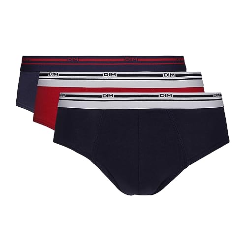 Dim Herren Slip Classic Colors Baumwolle Stretch x3 Denimblau/Lavendelrot/Denimblau 5XL von Dim