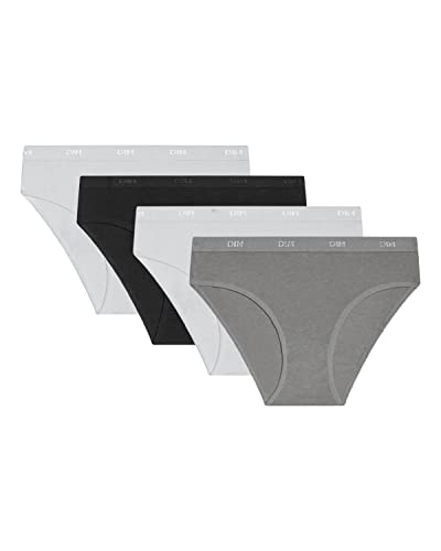 DIM Mädchen - Slip Les Pockets Ecodim Baumwolle x4 | Ultraweich & Stretch | Lustige Motive | Täglicher Komfort Weiß/Grau/Schwarz/Weiß 8 Jahre von DIM