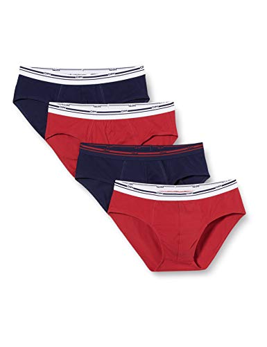 Dim Herren Slip Classic Colors Baumwolle Stretch x4 Blau/Rot/Blau/Rot XXL von DIM
